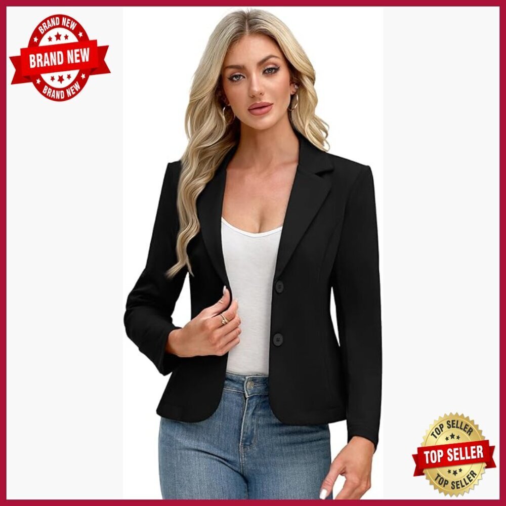 Stretch Knit Blazer Slim Fit Lightweight Work Jacket Notched Lapel